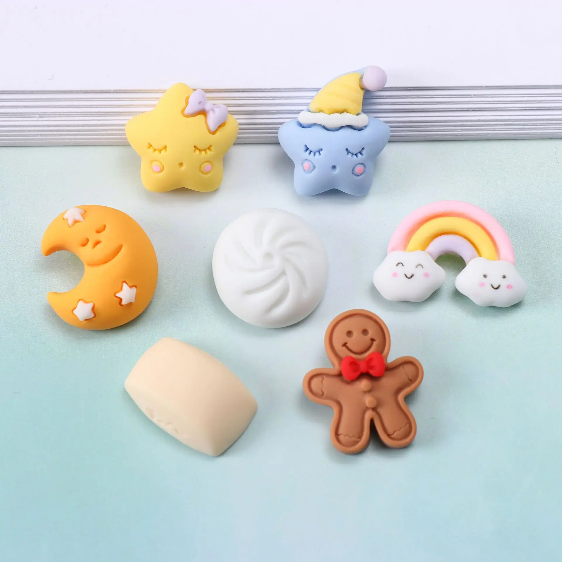 Wholesale Popular DIY Steamed Stuffed Buns Mantou Rainbow Cake Pendant Polymer Clay Charms For Hairpin Phone Decoration