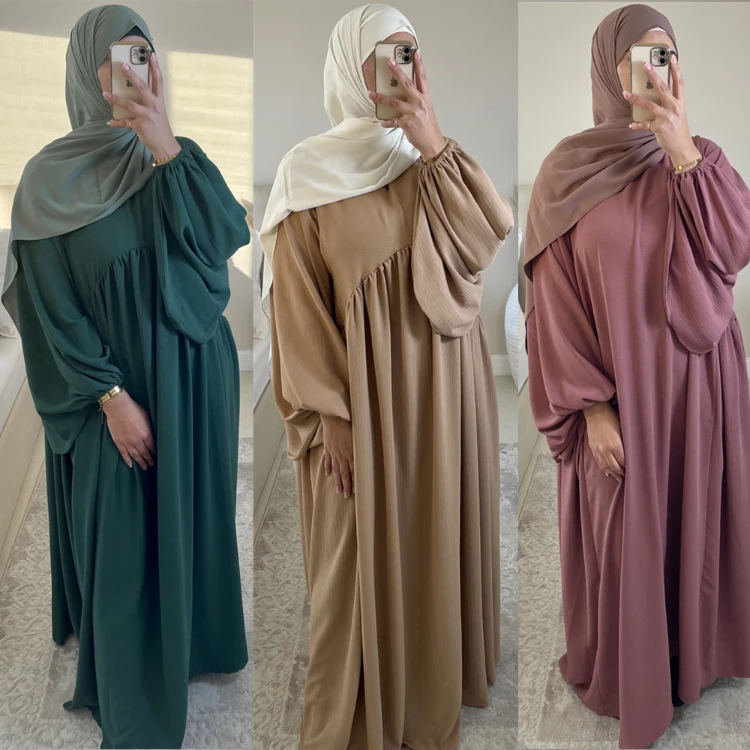 Wholesale Modest Dress Ramadan Eid Mubarak Kaftan Dubai Abaya Balloon Sleeve Abaya Long Sleeve Maxi Dress