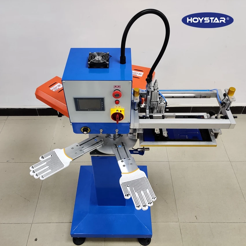 Semi-automatic Rotary Silk Screen Printer For Print Anti-Slip Dotting Gloves
