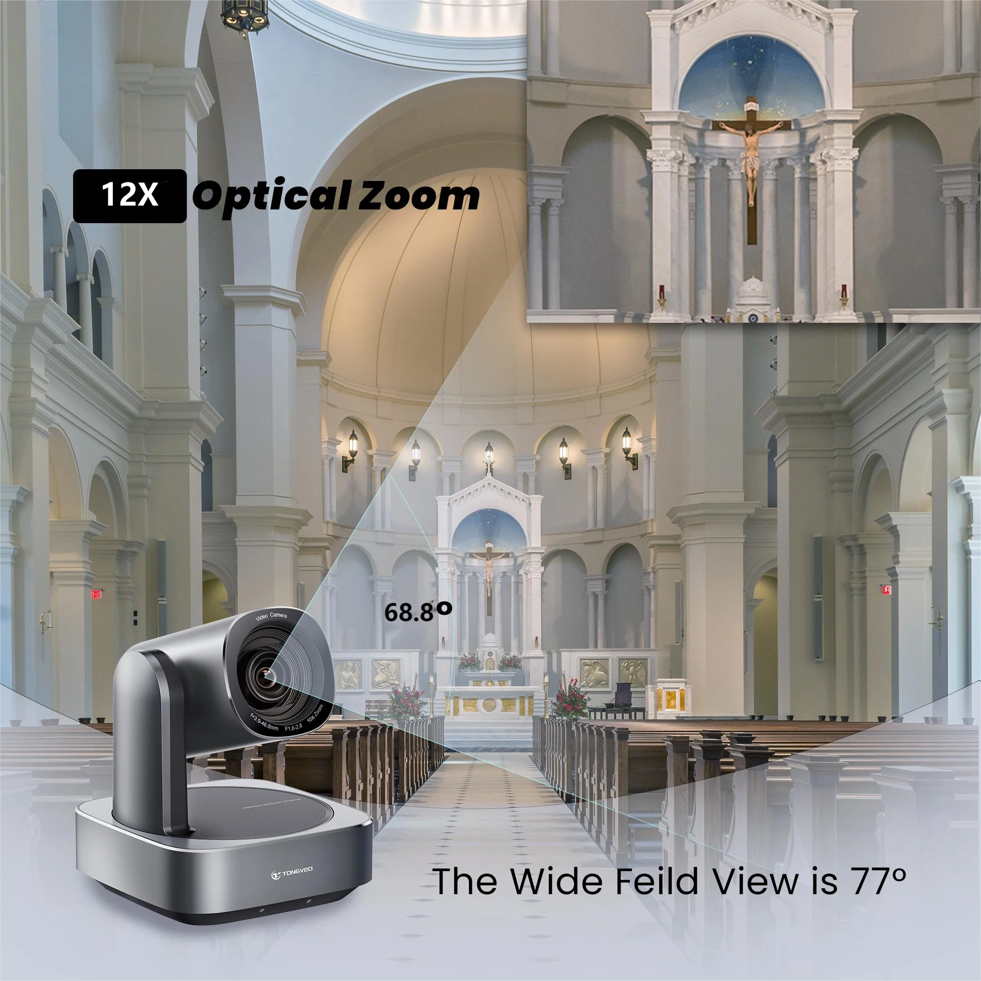 12X Optical Zoom 4K camera| USB HDM1 LAN connection church Streaming broadcast Video PTZ Conference Camera POE