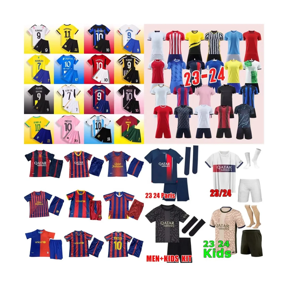 24/25 Seasons soccer jersey Wholesale Best-Selling Custom madrids ronaldo messi jersey for Adult and Kids