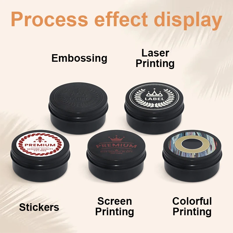 Metal aluminum black small round tin box for cosmetic