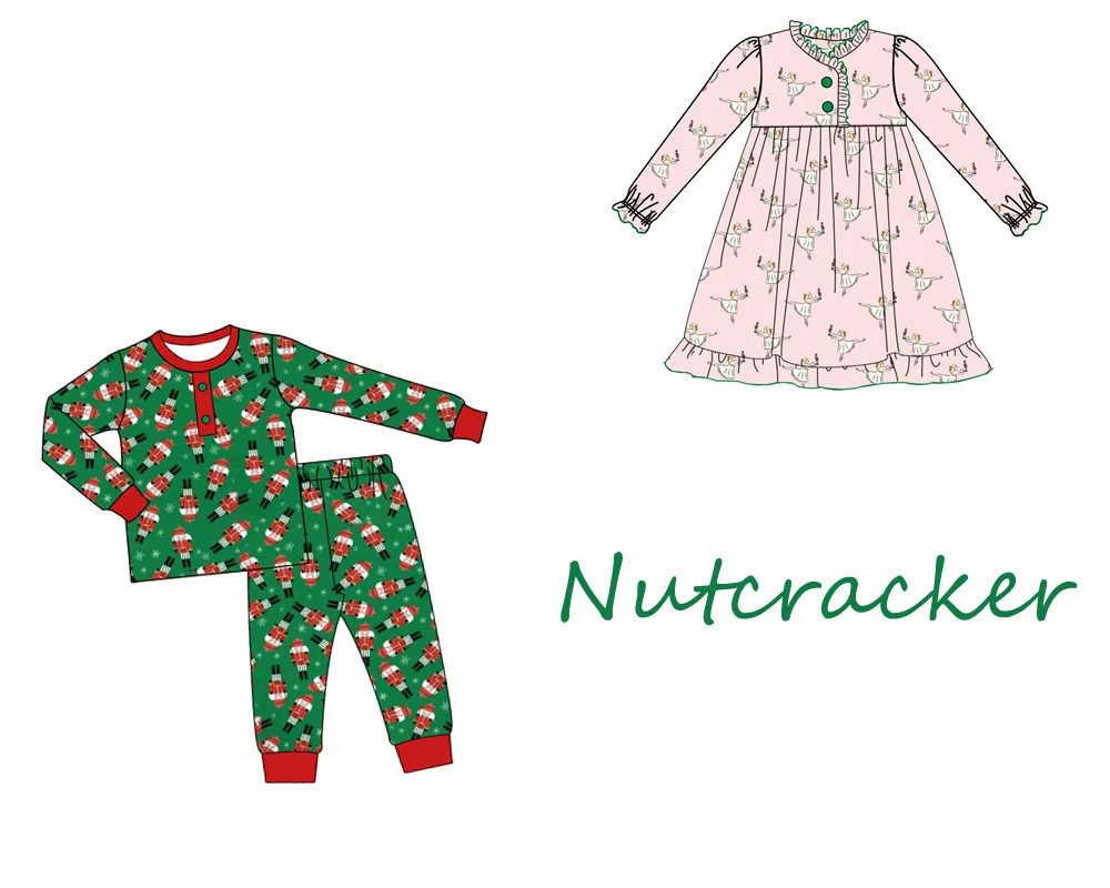 Girls Pink Santa Print Nightgown Toddler Girl Christmas Dress Bamboo Loungewear gown Boutique Custom Cute Pajamas dresses