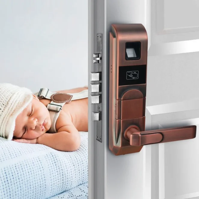 Classical style mechanical stainless digital fingerprint cylinder combination home security  smart door lock
