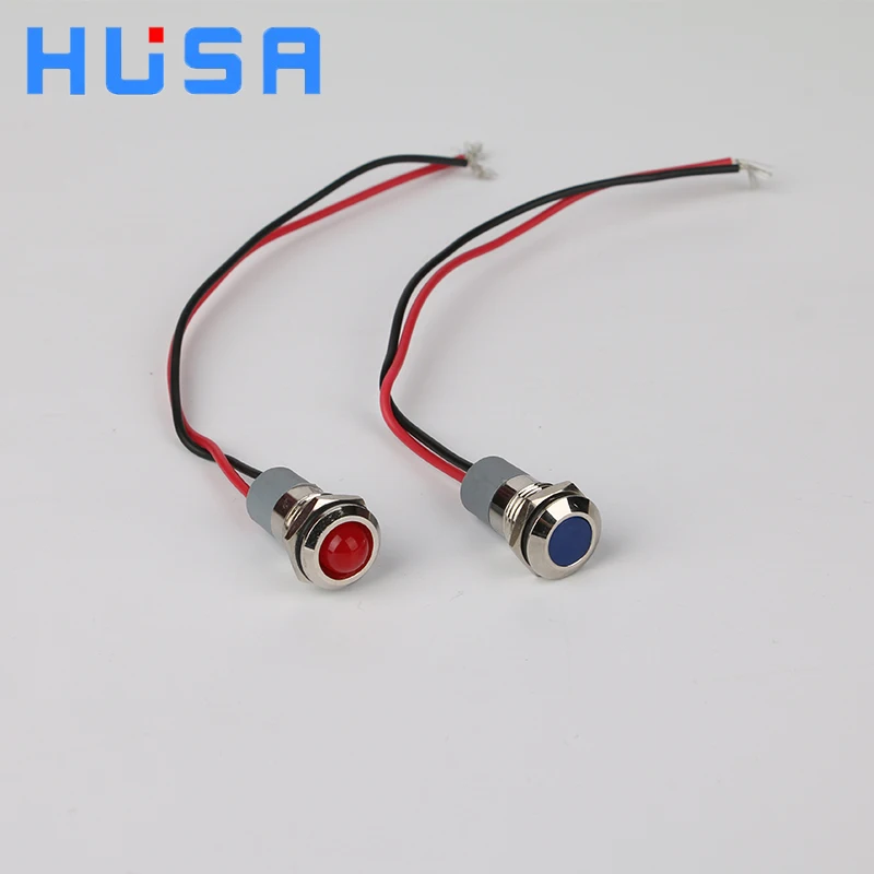 HUSA 12mm Metal Led Indicator Light Waterproof Signal Lamp Red Green Blue White Yellow Orange LED Industrial Indicator Light
