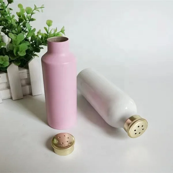 Stock 80g food grade powder oil aluminium package twist top sifter caps baby talc loose powder bottle