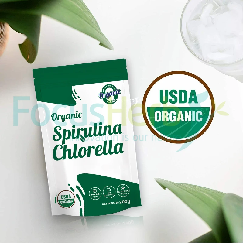 Focusherb Usda сертифицированный органический суперпищевой белок водоросли хлорелла спирулина порошок