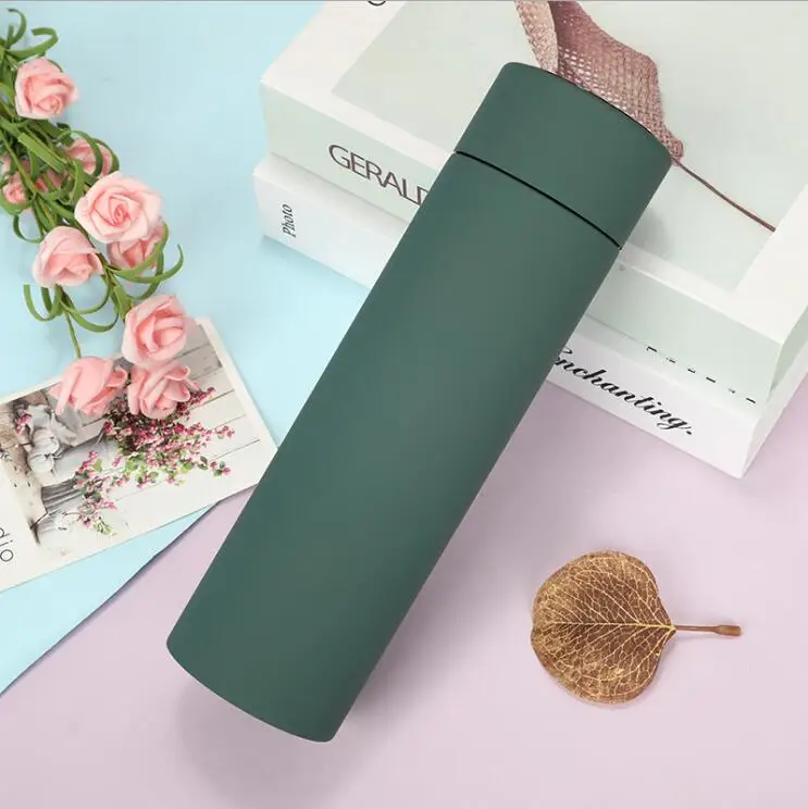 Custom 500ml Rubber Coating Led Temperature Display Stainless Steel Vacuum Insulated Smart Water Bottle