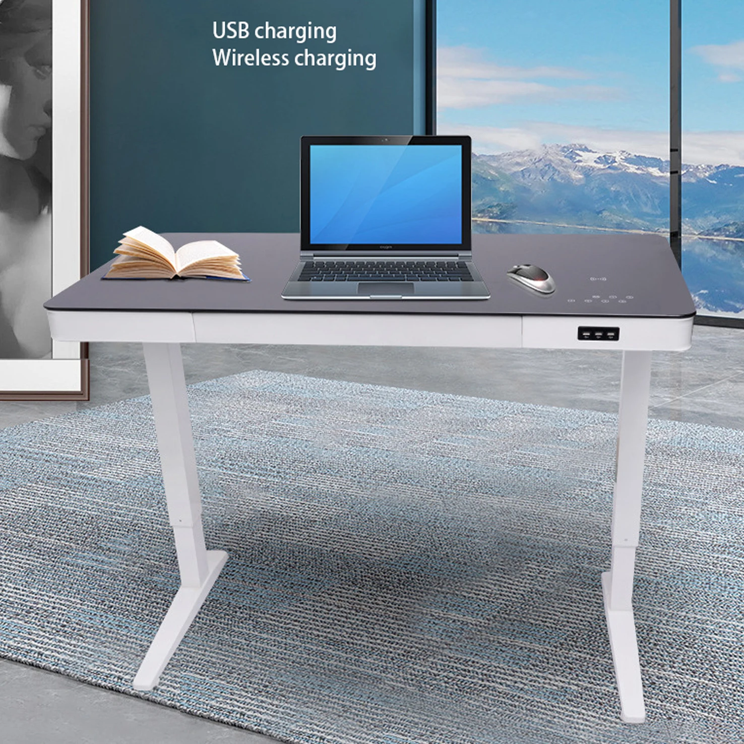 High Quality Ergonomic Modern Office Computer Table Sit Stand Desk Single Motor Standing Desk Electric Height Adjustable Desk