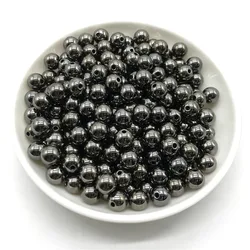 100 шт., бусины из розового золота и черного металла, 4/5/6/8 мм