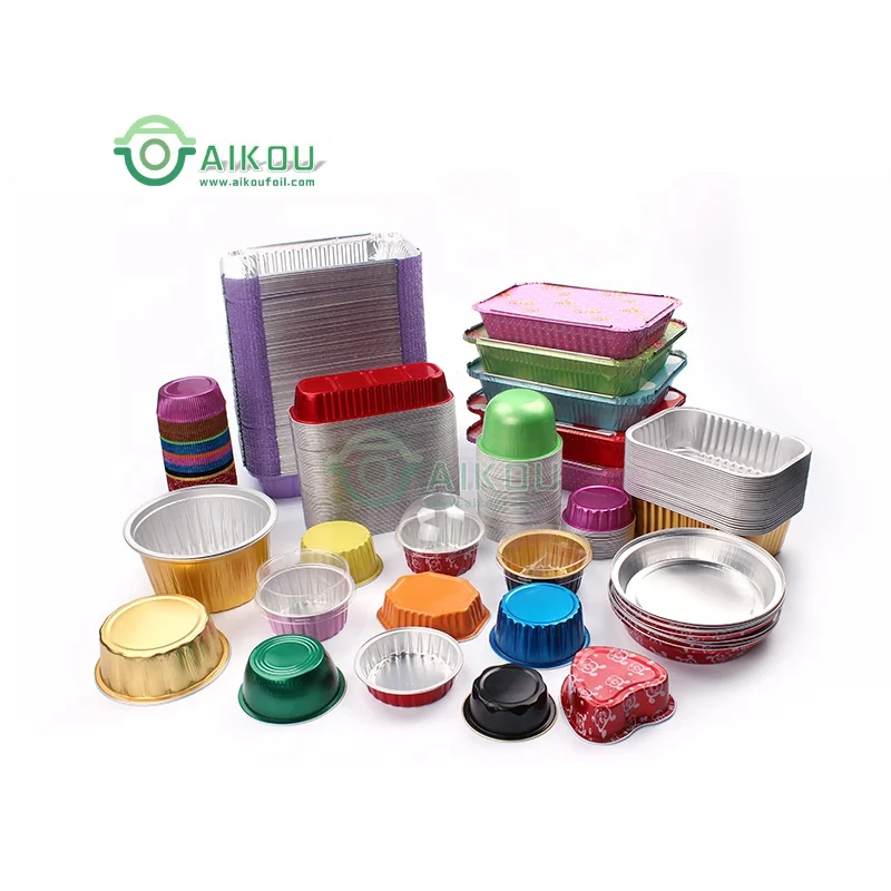 Aluminum foil baking pans pink customized colorful pudding muffin dessert container bakery tool with lid pan cake baking dishes