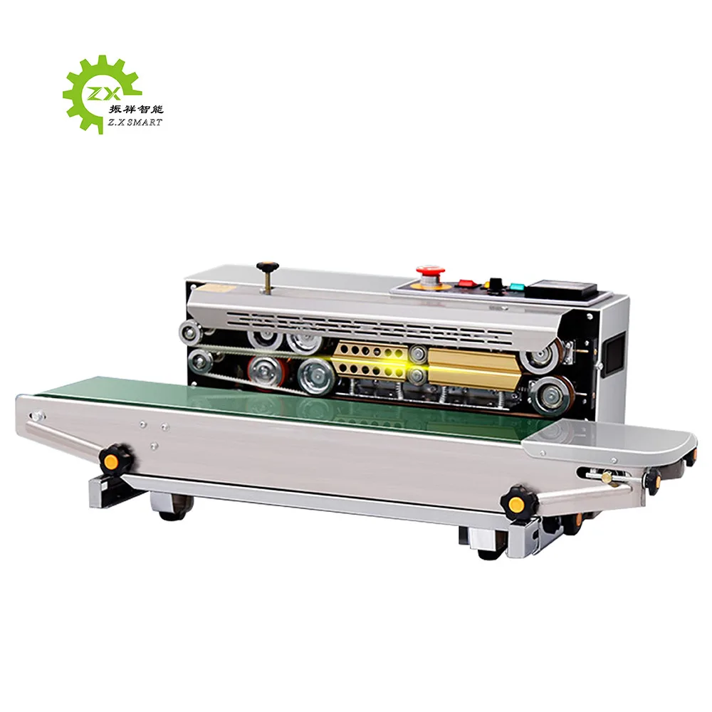 ZXSMART Hot Sale Industrial Continuous Band Plastic Bag Sealing Machine Includes Inkjet Printer and Expanded Food Band Sealer
