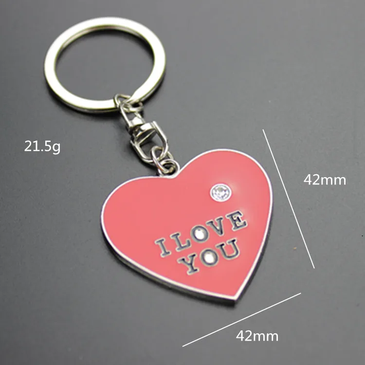 Love Heart shape lovely zinc metal color keychain