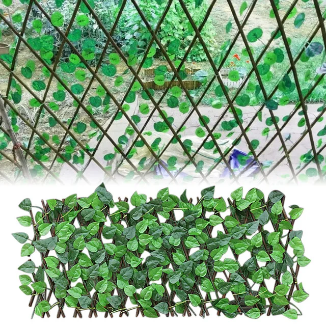 
Retractable Artificial Garden Fence Expandable Faux 40cm Ivy Privacy Fence Wood Vines Climbing Frame Gardening Plant Home 