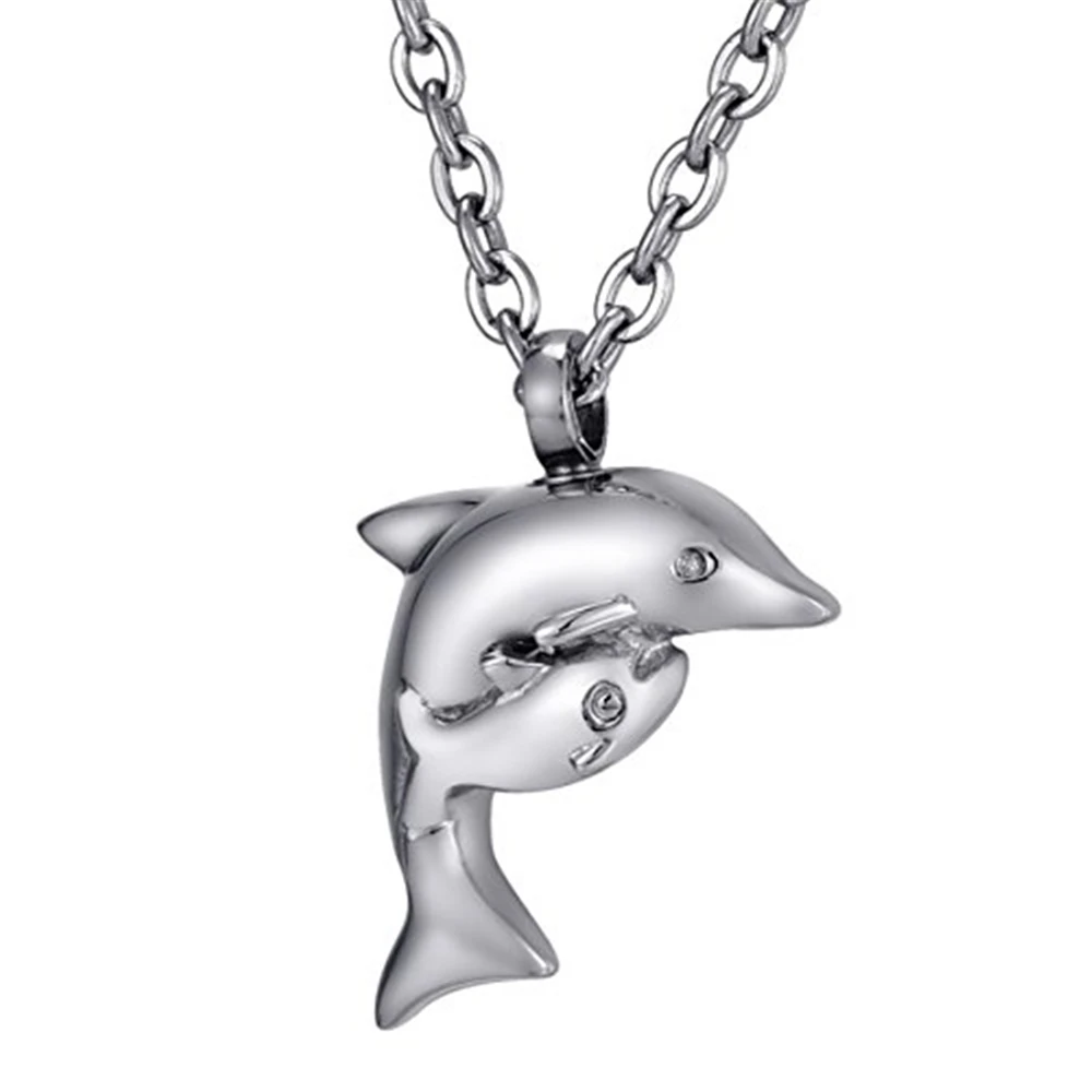 Double Dolphin Cremation Jewelry Memorial Keepsake Ashes Holder Pendant