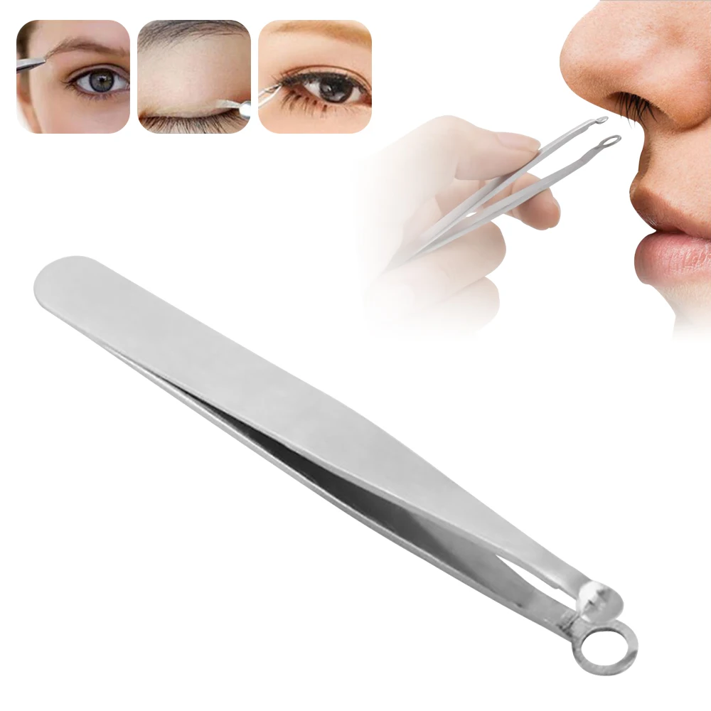 Dropshipping New Round Head Stainless Steel Nose Eyebrow Hair Beard Hair Clip Trimmer Multi-function Eyebrow Tweezers