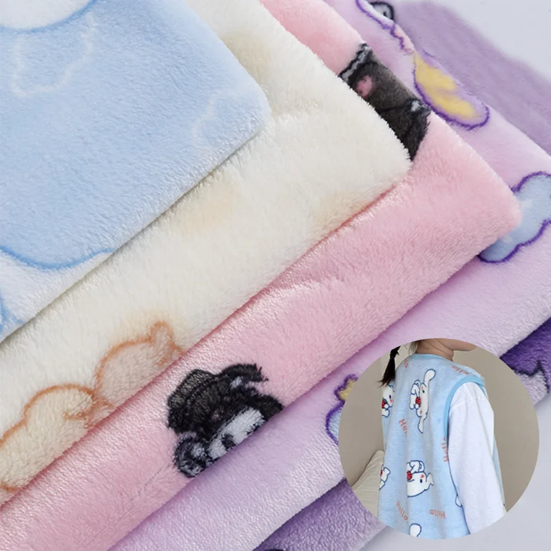 Direct Sales Pajamas Pants, Comfortable Breathable Double-Sided Plain Coral Fleece Knit Jacquard Stretch Flannel Fabric/