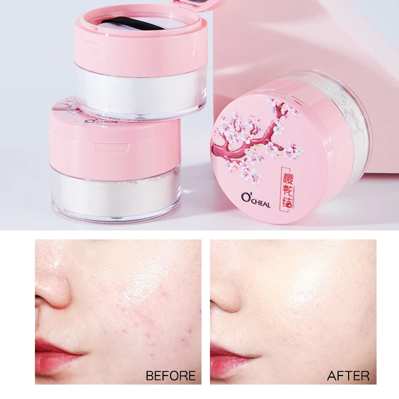 Ocheal Natural  and Ivory Color  Empty Rose Gold Loose Powder Box  Loose Powder