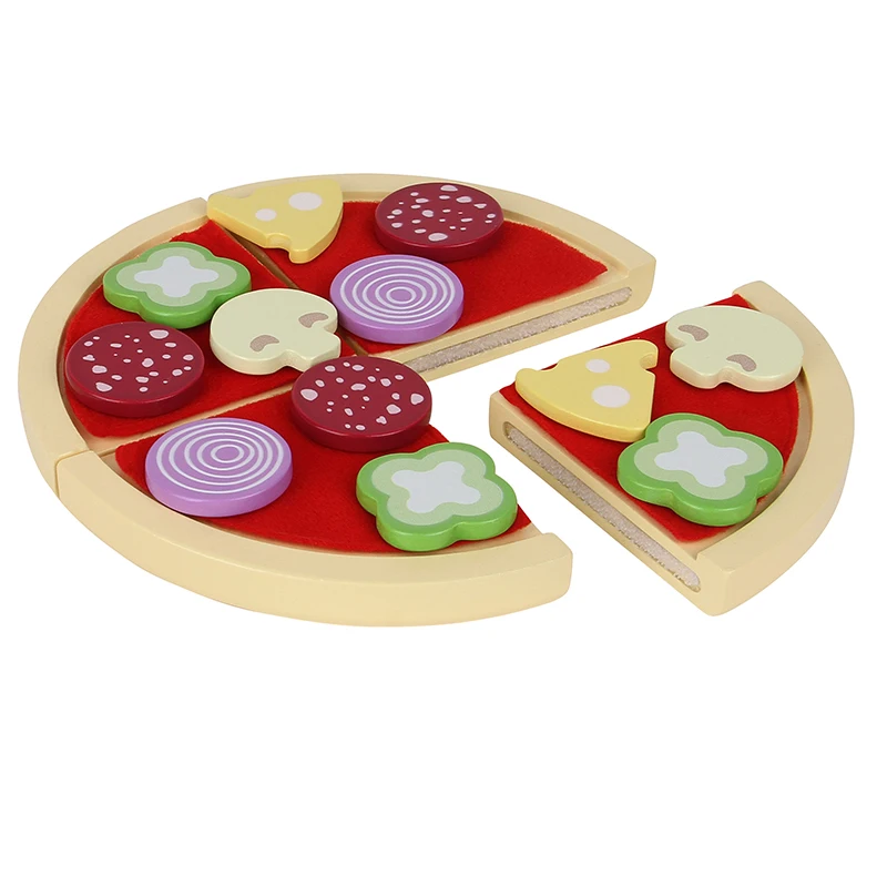 2022 China manufacturer Montessori toy children pretend  kids play kitchen toy set Wooden pizza play set for toddler educational