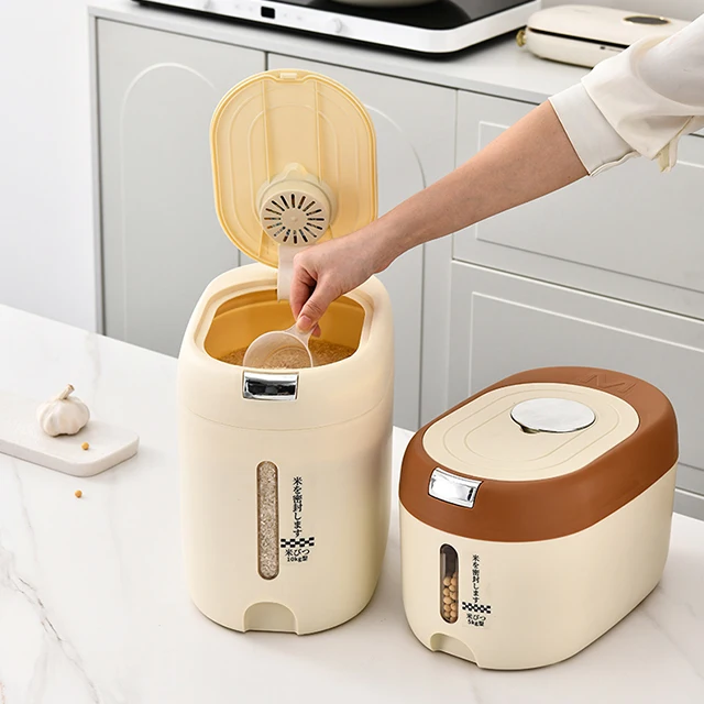 Save Space Plastic Rice Barrel Insect Proof Moisture Proof Sealed Household Grain Rice Storage Boxes Bins