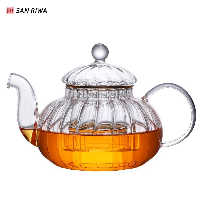 Glass Teapot  Glowing Diamond with Candle Warmer Stove included Included a Removable Tea Infuser making
