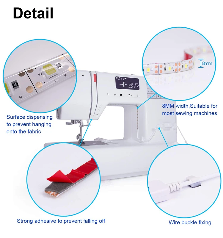 Светильник для швейной машины 11 8 дюйма USB с регулируемой яркостью Светодиодная лента переключателем ВКЛ./ВЫКЛ. 6500K холодный белый