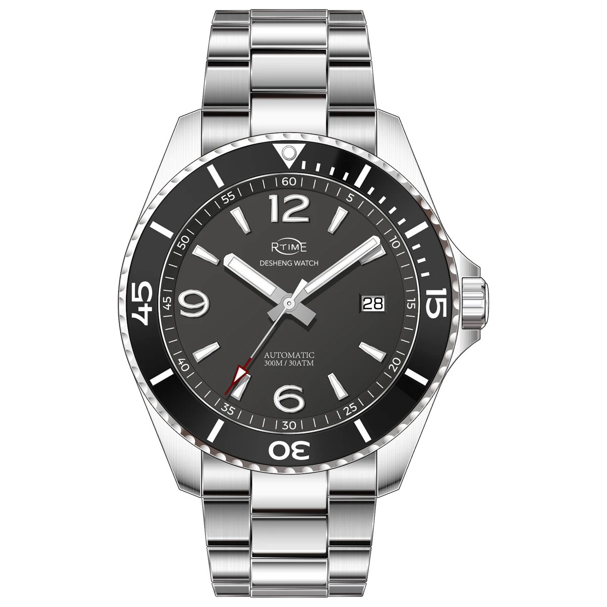 Top brand luxury men wrist watch solid stainless steel band automatic watches mechanical