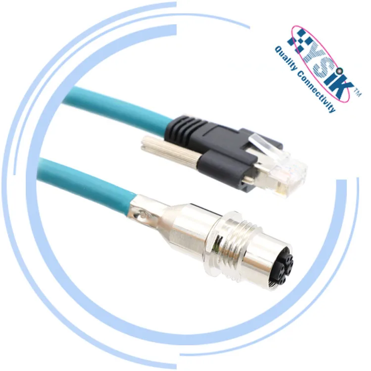 High Flex Panel Mount Connector M12 8 pin Male X Coded to RJ45 Straight Cable Type For Industrial EtherNet