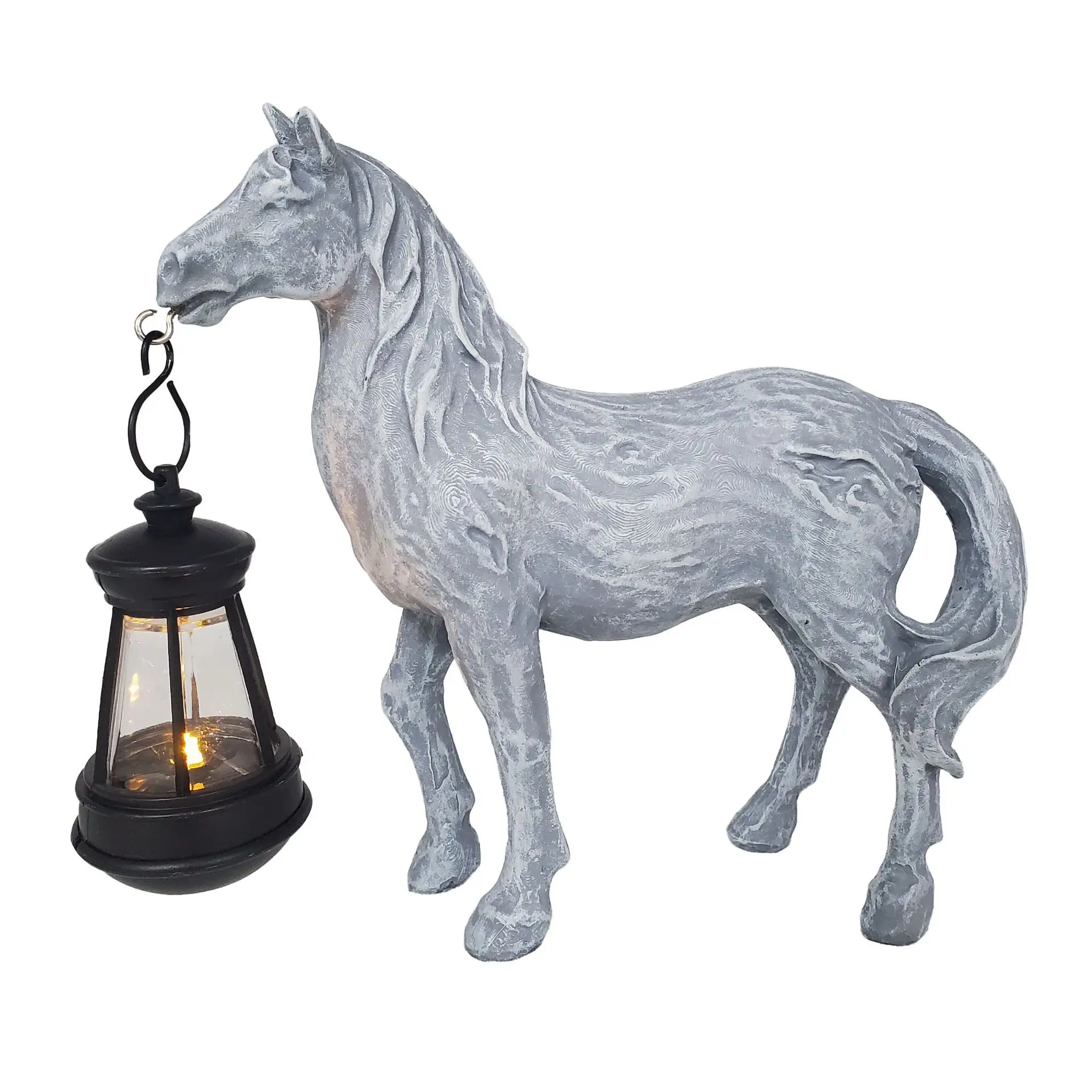 Resin Christmas Decoration Vintage Gold Horse Lamp Outdoor Candle Lamp for Christmas Decor