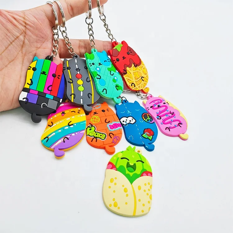 Manufacturer Custom Logo 2D Soft Pvc Plastic Acrylic Keychain Metal Gift Anime Rubber Key Chain 3D Silicone Rubber Pvc Keychain