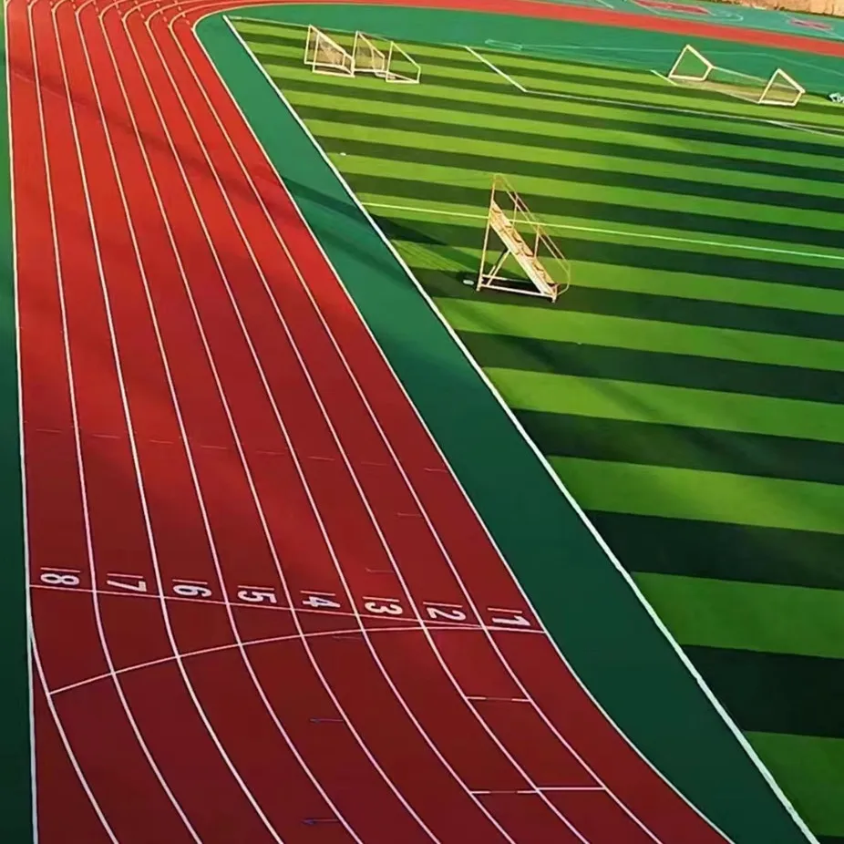 Meisen Red Artificia Grass for School Runway Track Playground Colorful PE filament Fibrillated 20mm Sports Flooring Turf Carpets