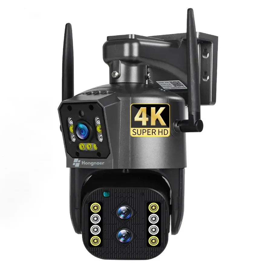 Hongnaer 10X 4K hot sales wifi network camera optical zoom ptz motion tracking sensor dual lens security camera outdoor