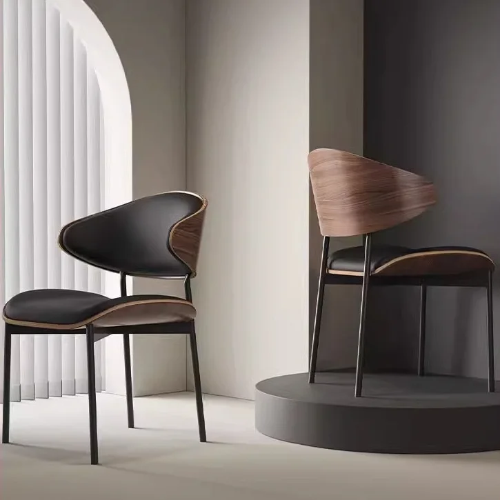 Dining Chair  With bend plywood Pu Leather Cushion for Hotel restaurant wooden chair