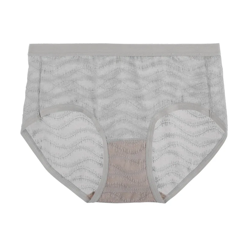 Super Thin Nude Quick Dry Lace Underwear Mid-waist Transparent Mesh Sexy Panties