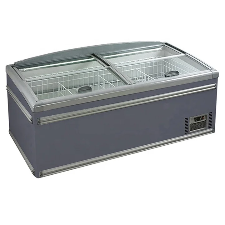 Combined Island Display Freezer Commercial Retail Sliding Doors Automatic Defrost Supermarket Freezer Ice cream