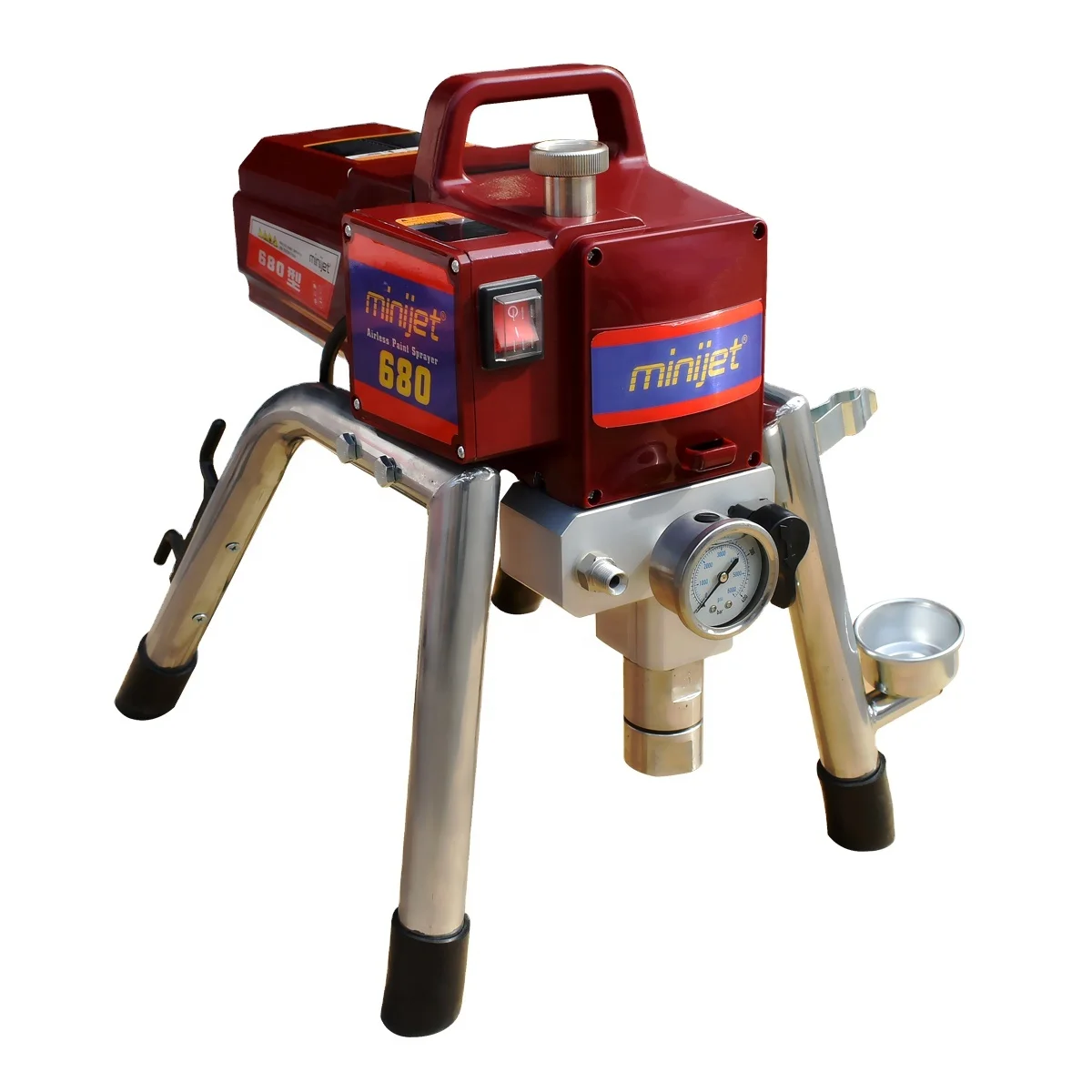 The minijet 680 model high pressure airless sprayer is used for latex paint, paint spraying, house decoration, engineering, etc.