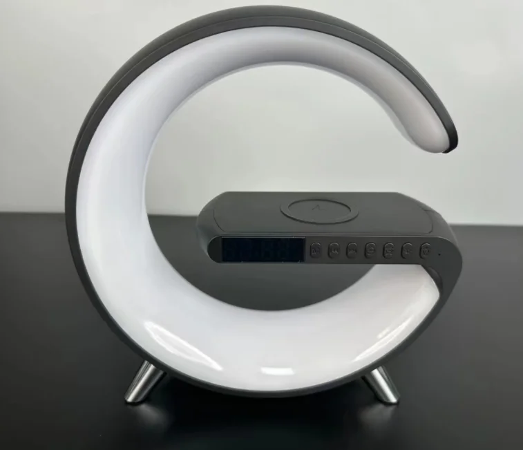 4 in 1 Wireless Charger Station Speaker Colorful Atmosphere LED Night Light Smart Lamp Alarm Clock for iPhone 12 13 14 Pro Max