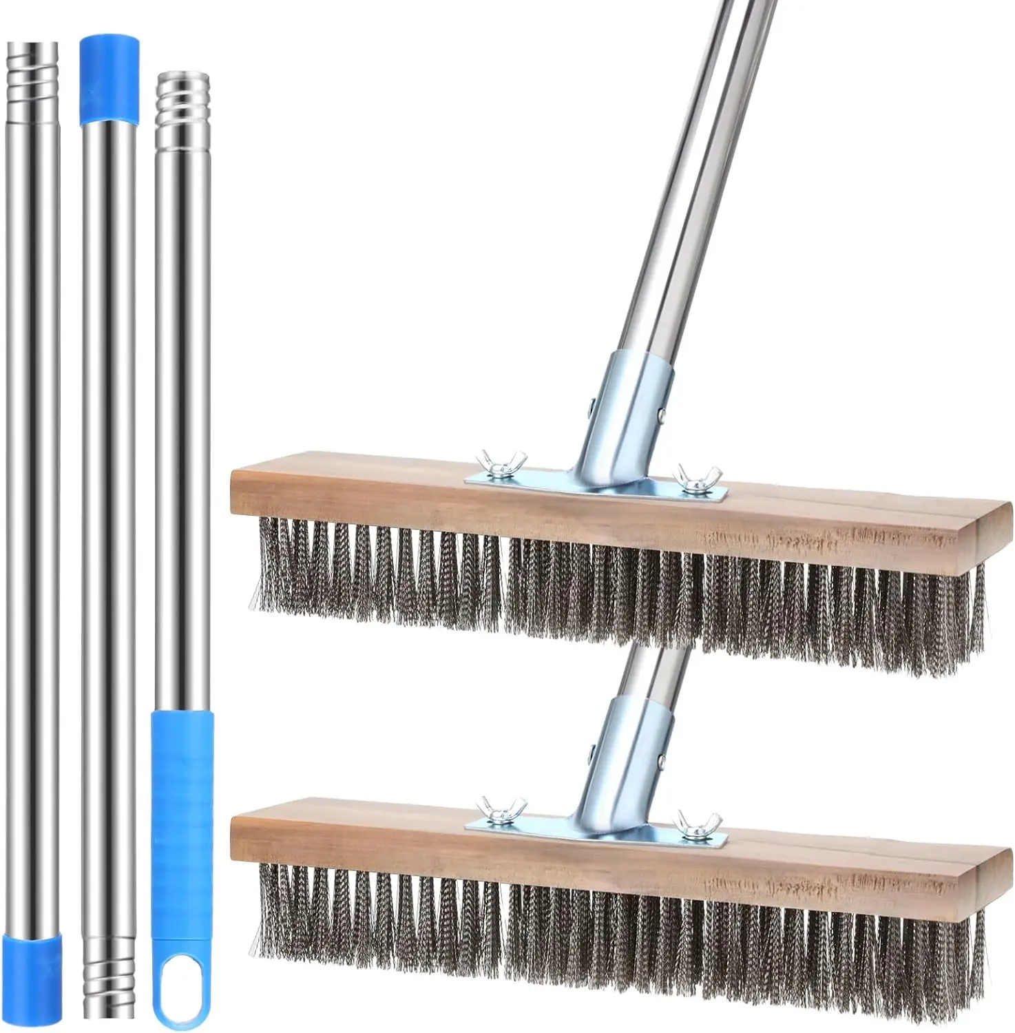 2 Pcs Stainless Steel Deck Wire Brush Concrete Brush Stiff Bristle Broom for Cleaning Scrubbing Removing Rough
