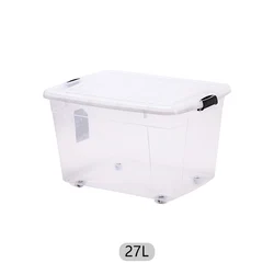 Home PP Big Heavy Duty Clear Large Organizer Stackable Transparent Plastic Cloths Storage Box With Wheels