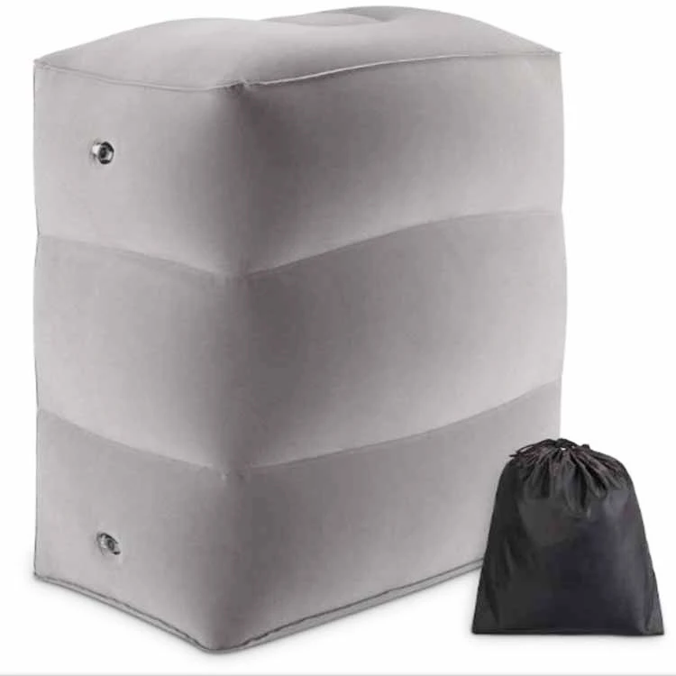 Multifunctional Flocking Leg Rest Car Pillow Inflatable Foot Rest Pillow For Travel Home Office
