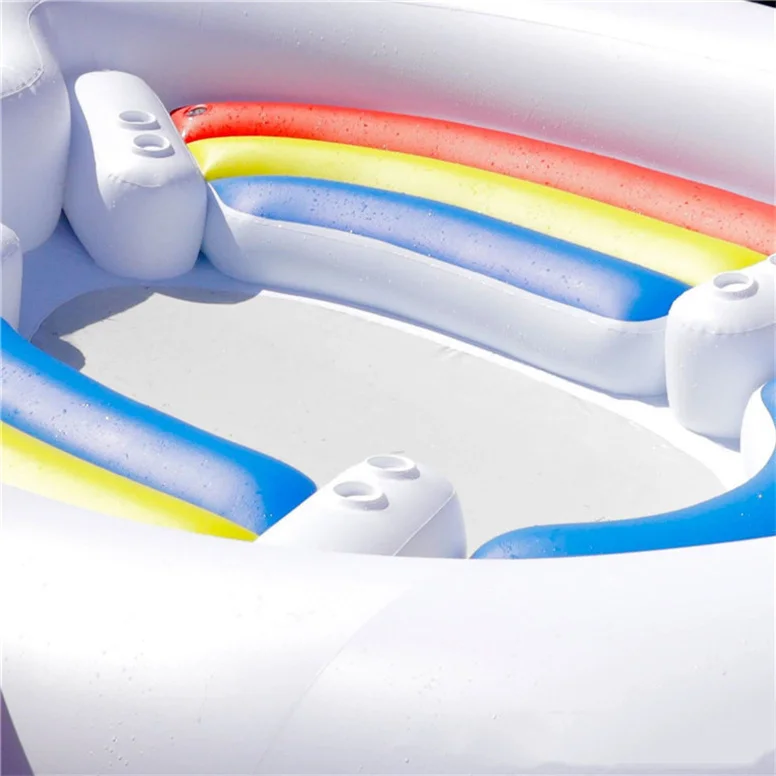 factory customizable 6-person flamingo unicorn inflatable bay breeze boat water floating party island