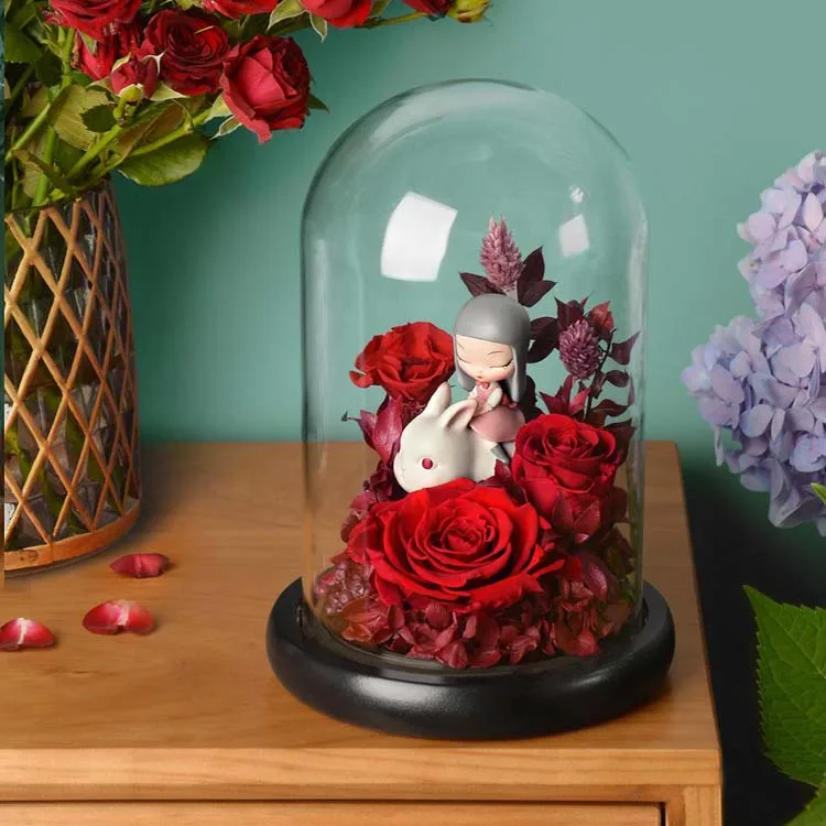 Уникальный Музыкальный шар SumFlora на День святого Валентина креативные подарочные идеи индивидуальный в стеклянной коробке с изображением вечных цветов