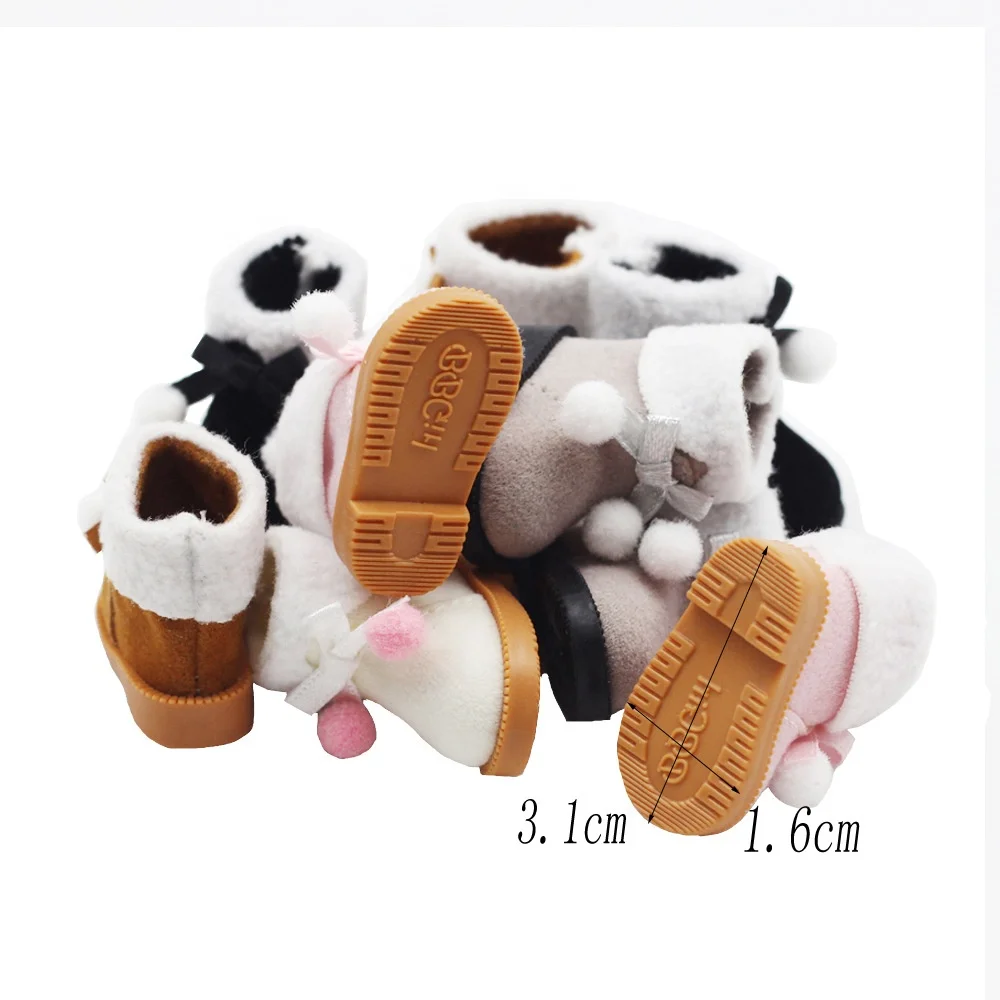 Wholesale Classic Plush Sheepskin Lightweight Flexible Soft Sole Mini Fluff Quilted Blyth Doll Snow Boots