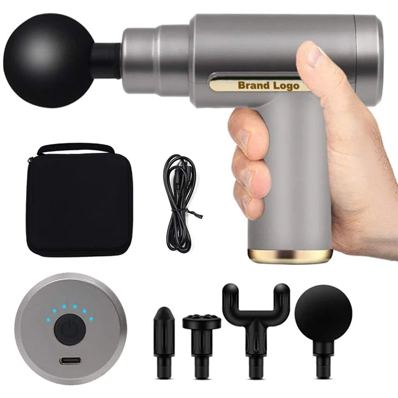 Handheld Mini Deep Tissue Muscle Massage Gun for Pain relief With 4 Interchangeable Heads 6 Intensity Indicators Black