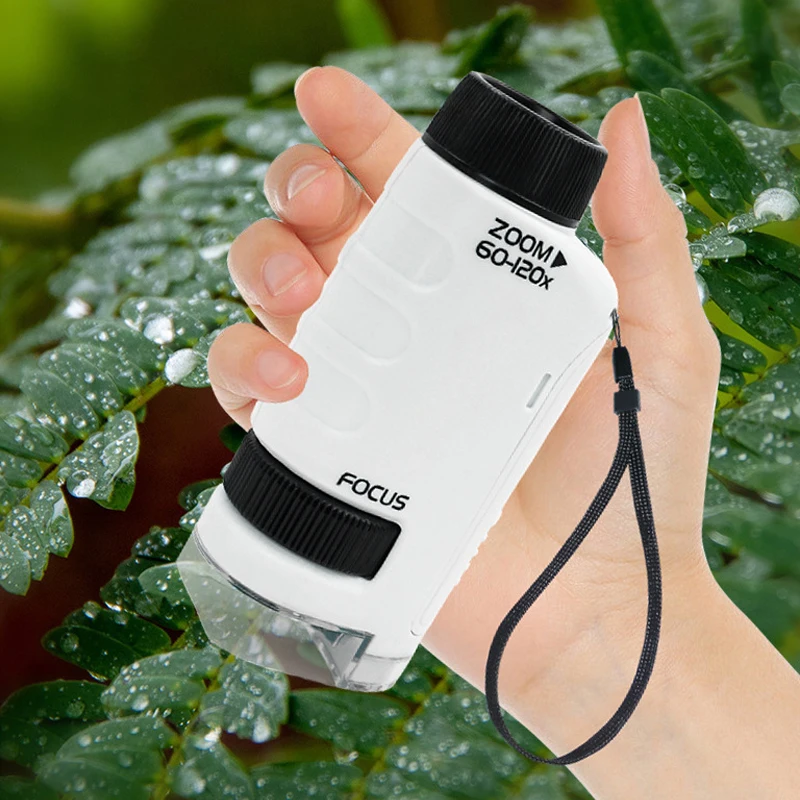 Educational science led light learning student portable kids microscope toy