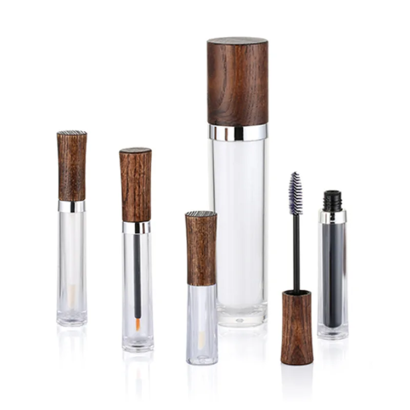 Portable Bamboo Lip Gloss Tube with Dropshaped Hole Includes Glass Tube and Lid for Cosmetic Use