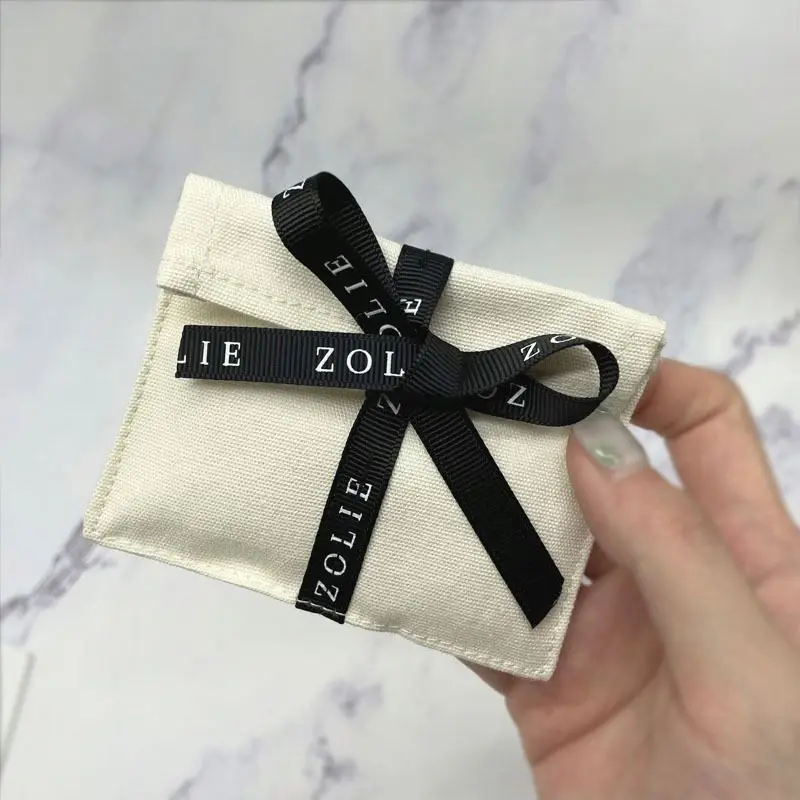 Custom Logo Printed Cotton Envelope Packing Clothes Scarf Jewelry Pouch Organic jewellery pouch cotton envelope