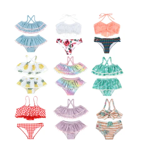 Custom Kids Lovely Swimwear Beachwear 2023 Beautiful Girls Cute Swimsuits Bikini Set