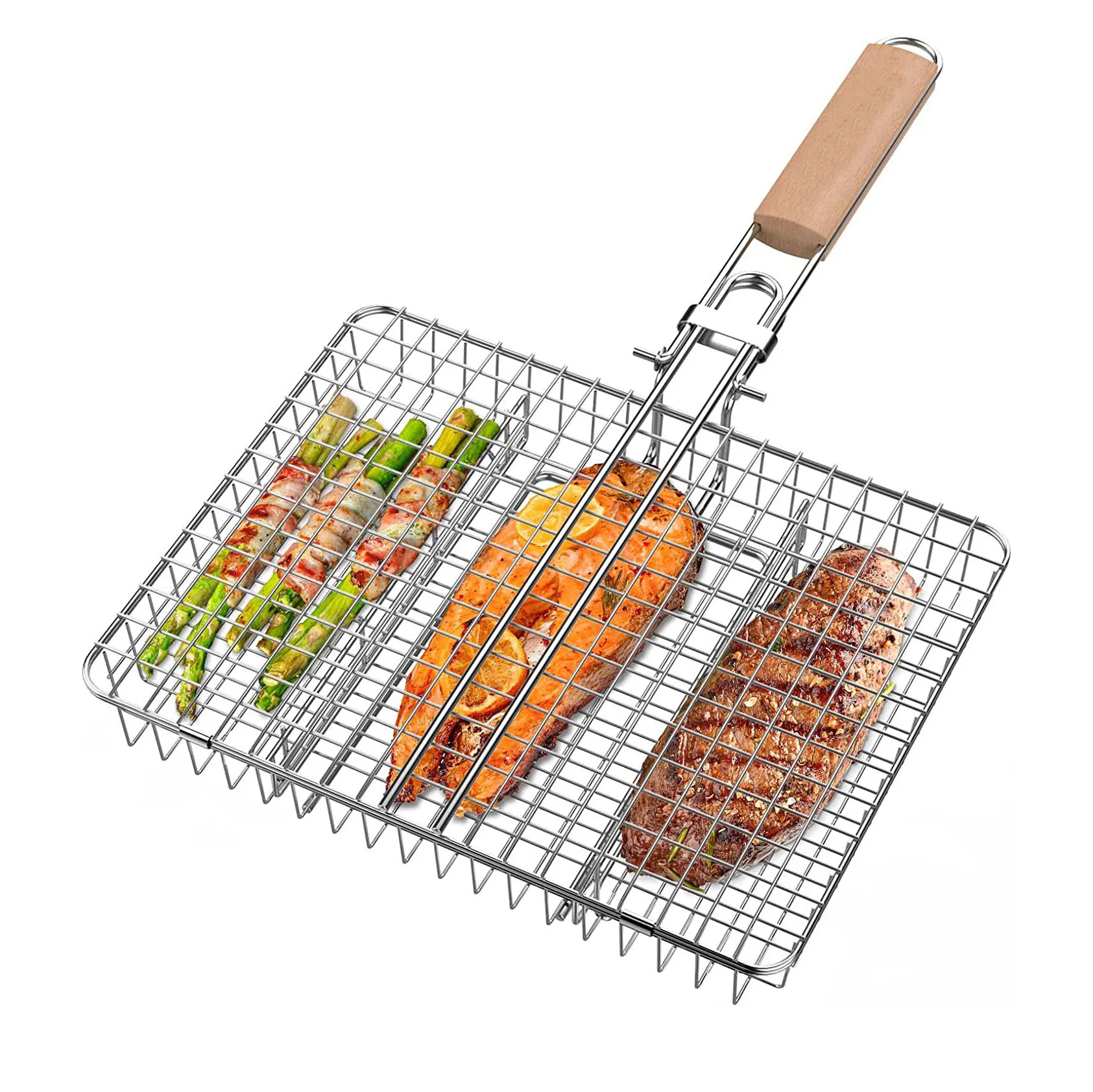 Stainless Steel Grill Basket Fish Bbq Accessories Utensils Grills Basket for Outdoor Camping Party
