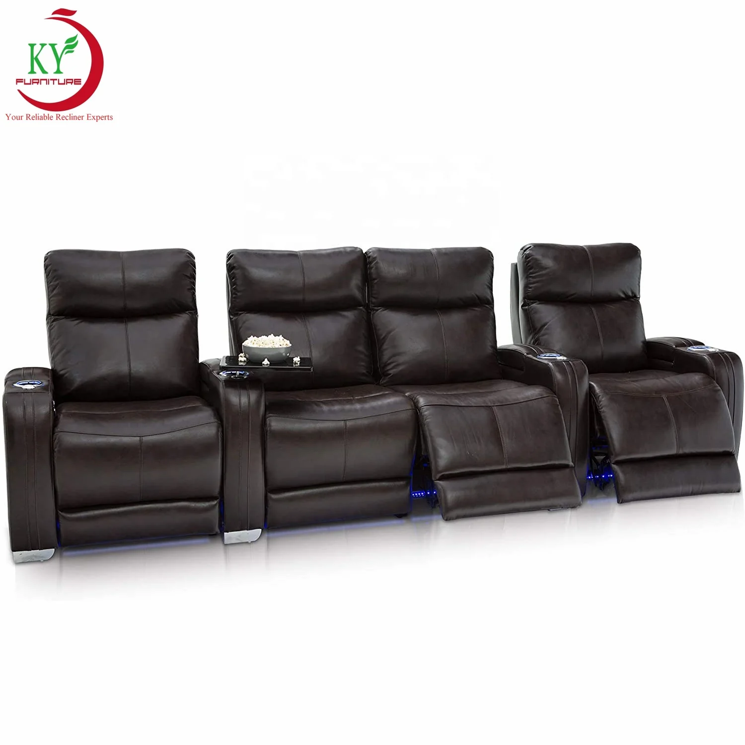 Geeksofa Morden Home Theater Power Electric Recliner Seating With Tray Table Headrest